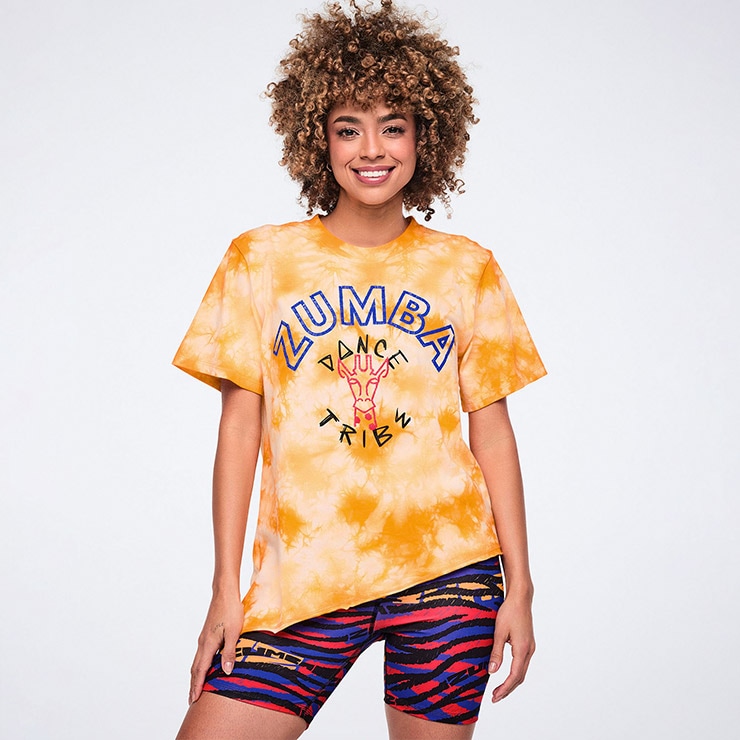 ZUMBA ズンバ 正規品 ウェア ユニセックス Tシャツ 半袖 タイダイ 総柄