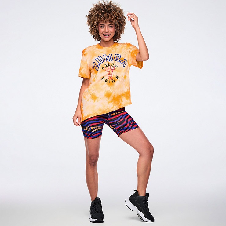 ZUMBA ズンバ 正規品 ウェア ユニセックス Tシャツ 半袖 タイダイ 総柄
