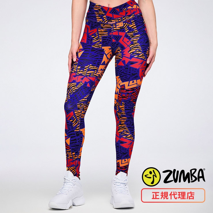 ZUMBA レギンスXS 〔正規品〕 ZUMBA ズンバ 正規品 ウェア レディース レギンス 総柄 アンクル丈