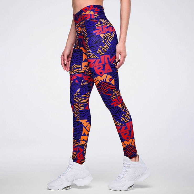 ZUMBA ズンバウェア XS ハイウエスト レギンス Z1B000282 ZUMBA ズンバ 正規品 ウェア レディース レギンス アンクル丈 ゼブラ柄