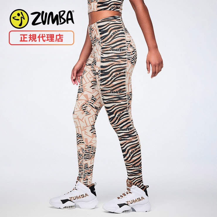 ZUMBA ズンバウェア XS ハイウエスト レギンス Z1B000282 ZUMBA ズンバ 正規品 ウェア レディース レギンス アンクル丈 ゼブラ柄