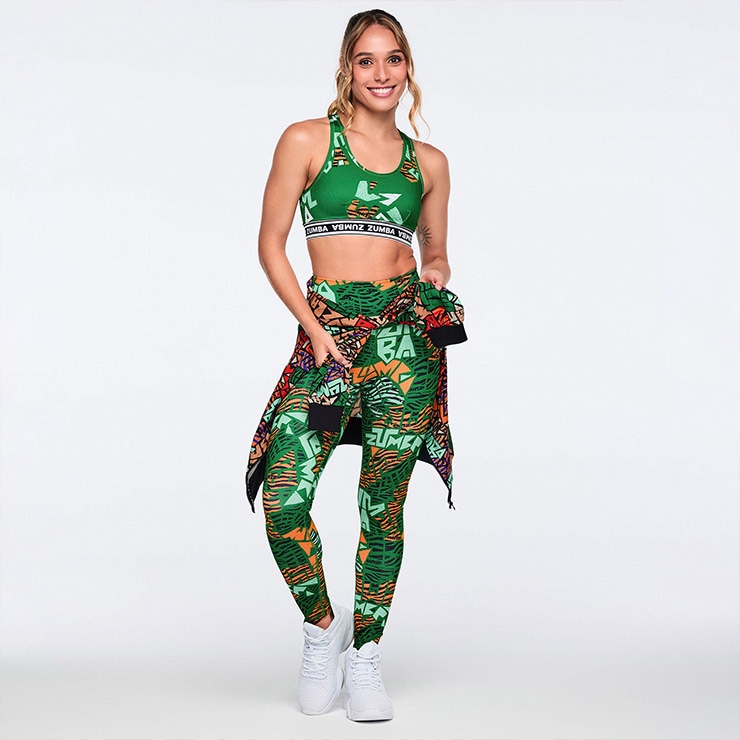 【未使用】ZUMBA ブラとレギンスセット ZUMBA ズンバ 正規品 ウェア レディース ブラ レーサーバック 総柄