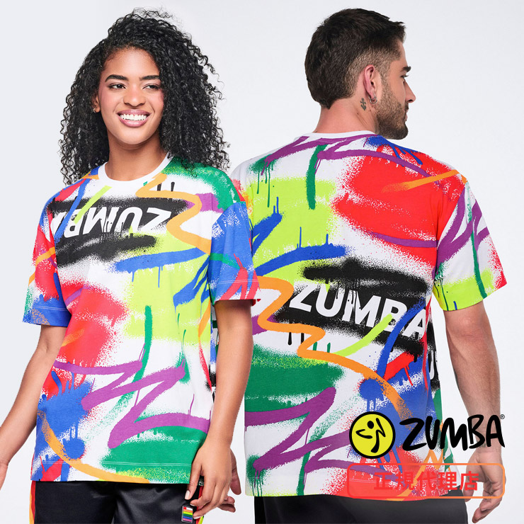 ZUMBA ズンバ正規品 Sサイズ カラフルボタンアップシャツ ZUMBA ズンバ 正規品 ウェア ユニセックス Tシャツ 半袖 グラフィック