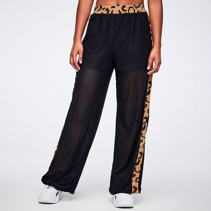 ZUMBAメッシュレオパード柄 新品　XS ZUMBA ズンバ 正規品 ウェア レディース メッシュパンツ サイドライン