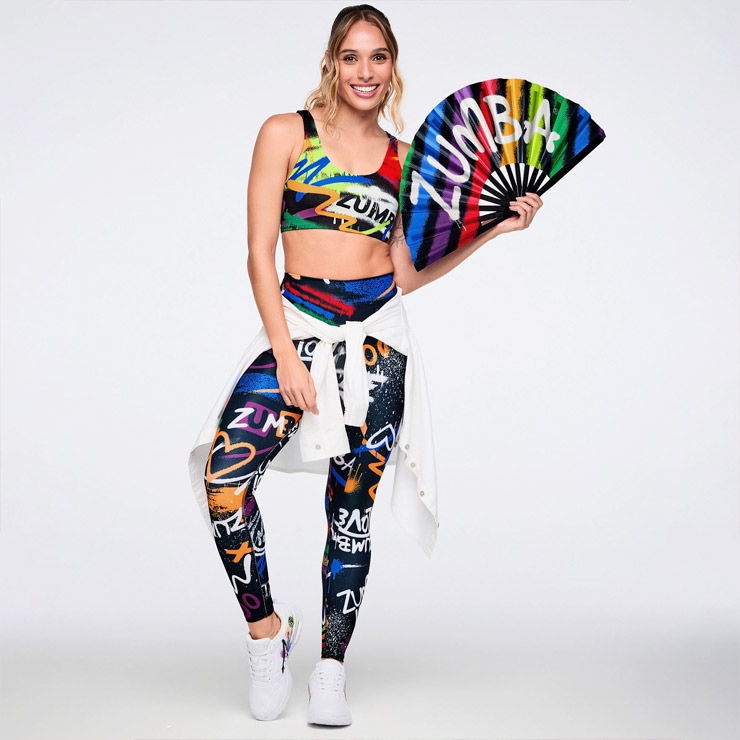 ZUMBA ズンバ 正規品 ウェア レディース ブラトップ 総柄 レーサー