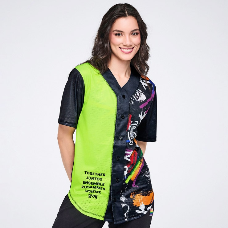 ZUMBA ズンバ 正規品 ウェア レディース ベースボールシャツ メッシュ
