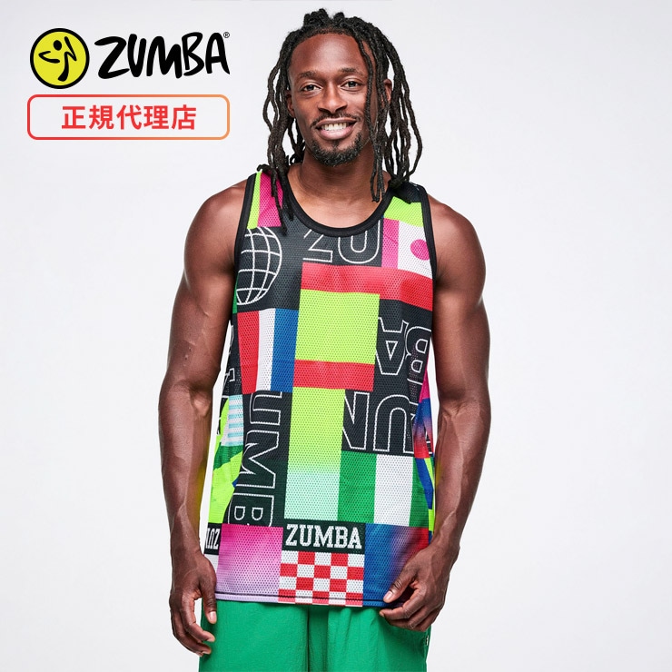 ZUMBA ズンバ 正規品 ウェア メンズ タンクトップ 丸首 総柄