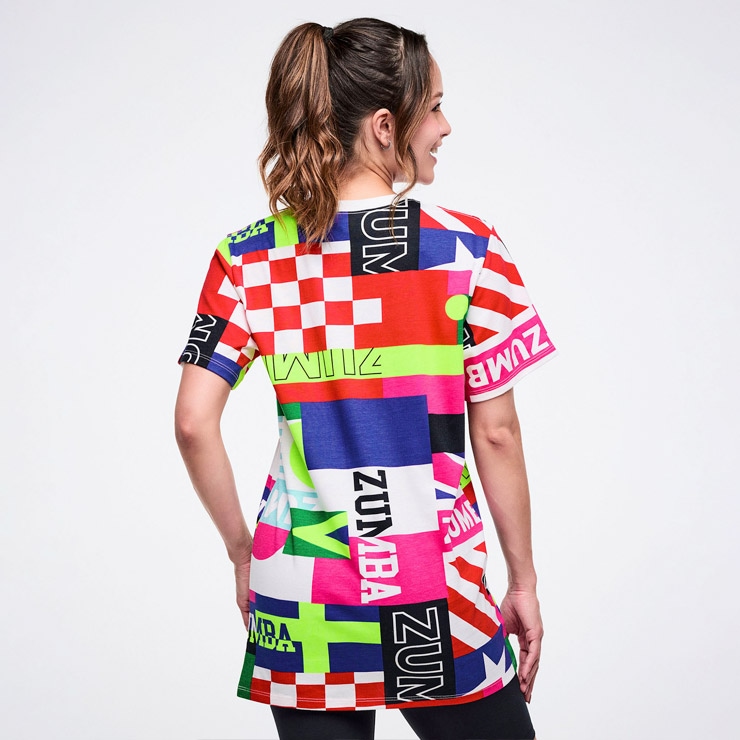 ZUMBA ズンバ 正規品 ウェア ユニセックス Tシャツ 半袖 国旗 総柄