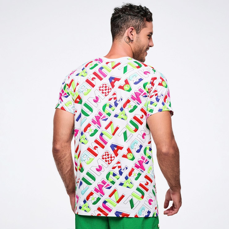 ZUMBA ズンバ 正規品 ウェア ユニセックス Tシャツ 半袖 ロゴ 総柄