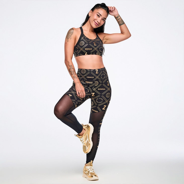 ZUMBA ズンバ 正規品 ウェア レディース レギンス 総柄 アンクル丈