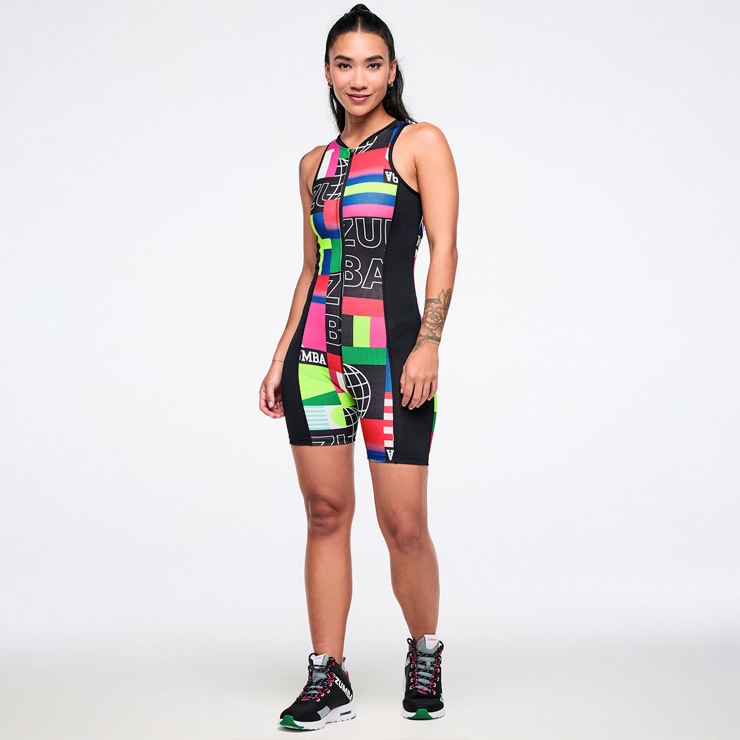 ZUMBA ズンバ 正規品 ウェア レディース ボディスーツ ハーフジップ