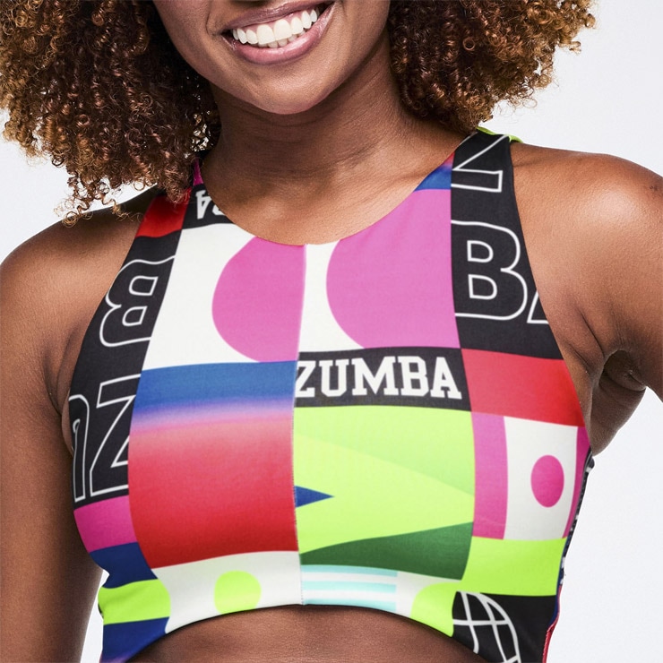 ZUMBA ズンバ 正規品 ウェア レディース タンクトップ クロップ 総柄