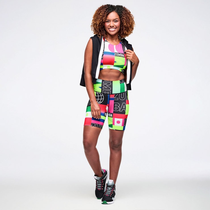 ZUMBA ズンバ 正規品 ウェア レディース タンクトップ クロップ 総柄