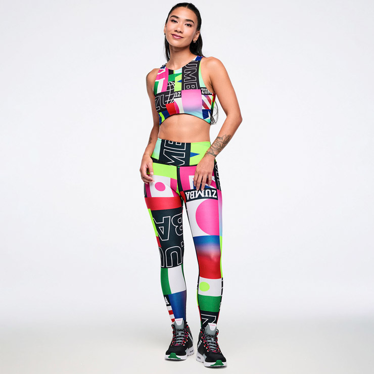 ZUMBA ズンバ 正規品 ウェア レディース タンクトップ クロップ 総柄