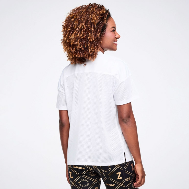 ZUMBA ズンバ 正規品 ウェア レディース Tシャツ 半袖 メッシュ ロゴ V