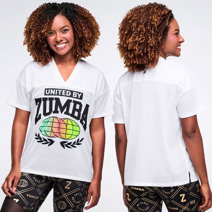 ZUMBA ズンバ 正規品 ウェア レディース Tシャツ 半袖 メッシュ ロゴ V