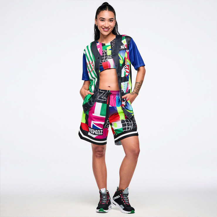 ZUMBA ズンバ 正規品 ウェア レディース タンクトップ クロップ 総柄