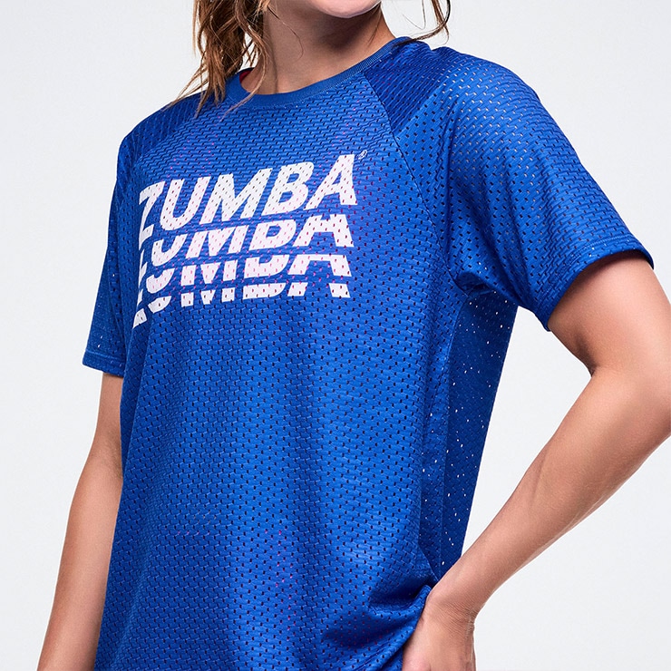 ZUMBA 新作　完売　正規品 XS ZUMBA ズンバ 正規品 ウェア レディース Tシャツ 半袖 ロゴ メッシュ