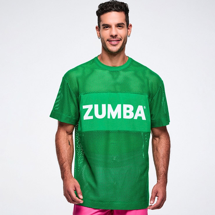 ZUMBA ズンバ 正規品 ウェア レディース トップス メッシュ 丸首 ロゴ