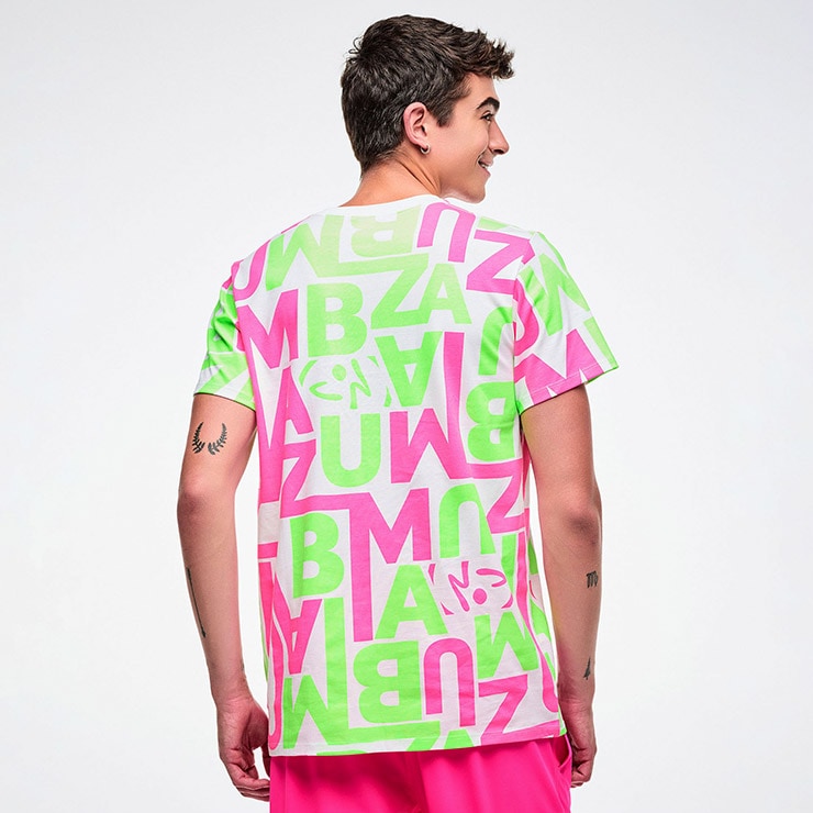 ZUMBA ズンバ 正規品 ウェア ユニセックス Tシャツ 半袖 総柄 ロゴ
