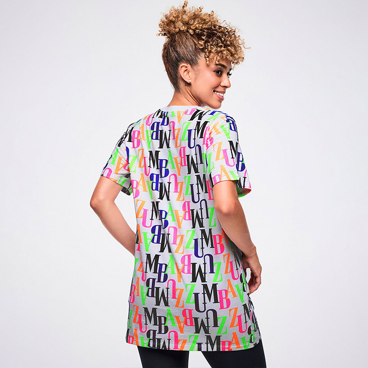 ZUMBA ズンバ 正規品 ウェア ユニセックス Tシャツ 半袖 総柄 ロゴ