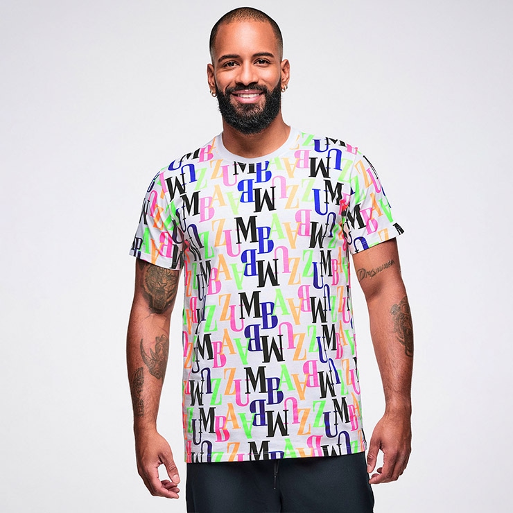 ZUMBA ズンバ 正規品 ウェア ユニセックス Tシャツ 半袖 総柄 ロゴ