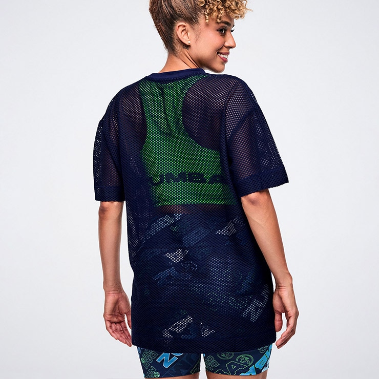 ZUMBA ズンバ 正規品 ウェア レディース Tシャツ 半袖 メッシュ ロゴ