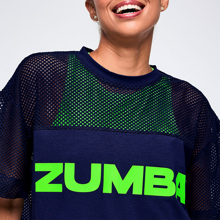 ZUMBA ズンバ 正規品 ウェア レディース Tシャツ 半袖 メッシュ ロゴ