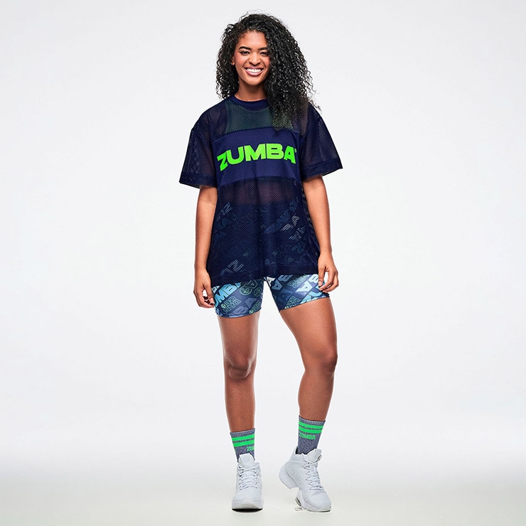 ZUMBA ズンバ 正規品 ウェア レディース Tシャツ 半袖 メッシュ ロゴ