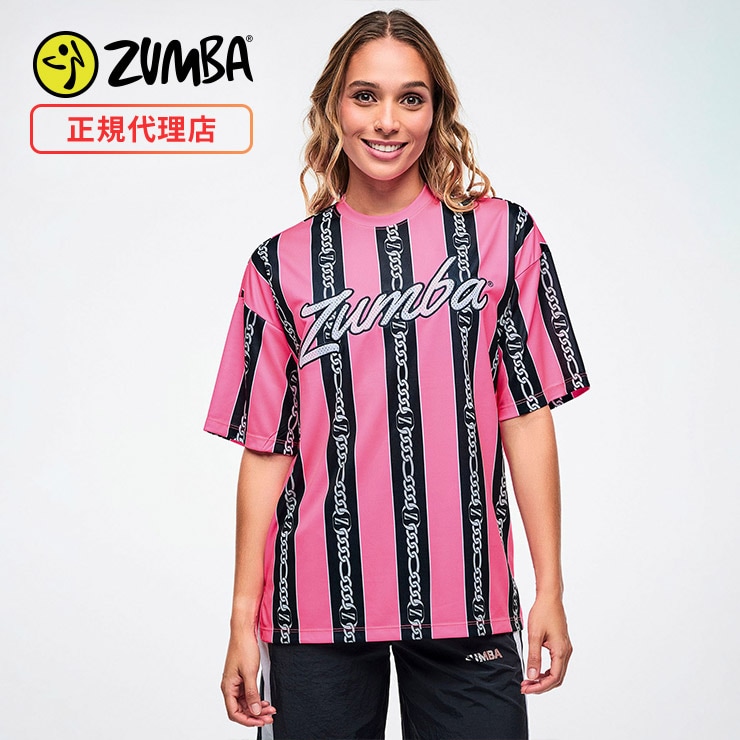 ZUMBA ズンバ 正規品 ウェア レディース Tシャツ 半袖 ストライプ