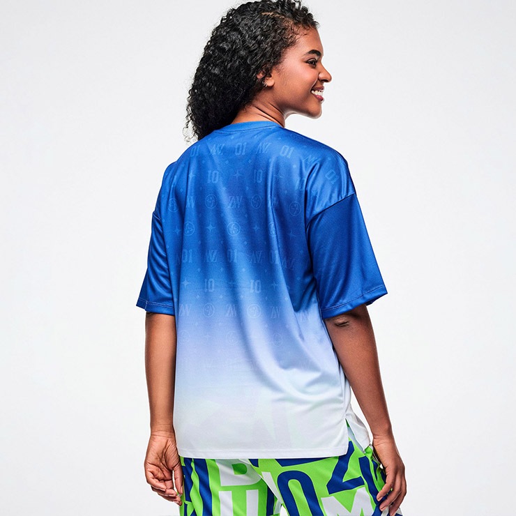 ZUMBA ズンバ 正規品 半袖 Tシャツ ブルー ZUMBA ズンバ 正規品 ウェア レディース Tシャツ 半袖 グラデーション