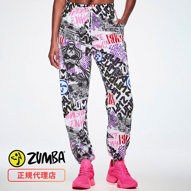 ZUMBA ズンバ 正規品 ウェア レディース スラウチパンツ 総柄 ロゴ