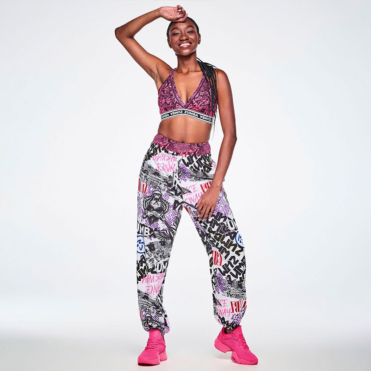 ZUMBA ズンバ 正規品 ウェア レディース スラウチパンツ 総柄 ロゴ