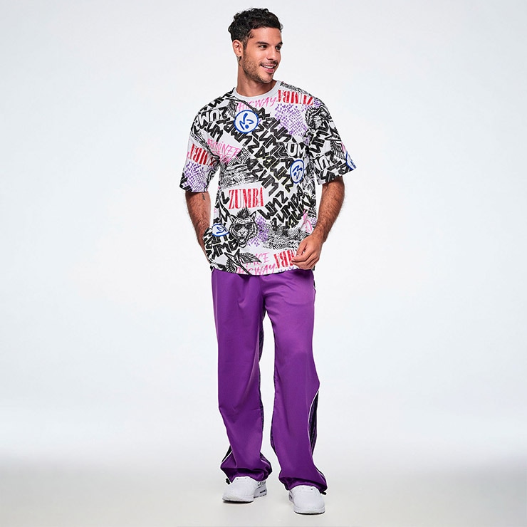 ZUMBA ズンバ 正規品 ウェア レディース Tシャツ 半袖 総柄 オーバー