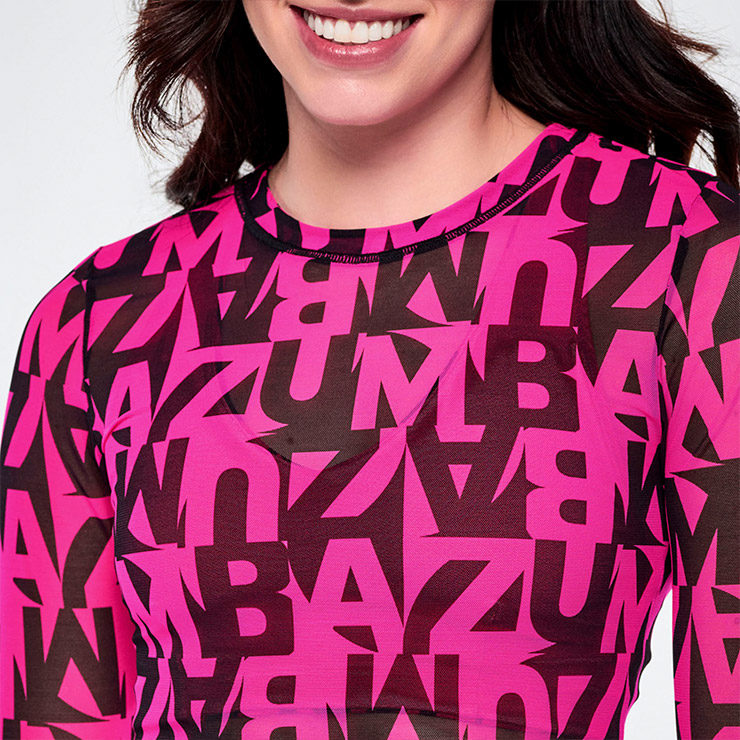 Zumba Wear 長袖 ボディスーツ 総柄 ZUMBA ズンバ 正規品 ウェアレディース トップス ロングスリーブ 総柄