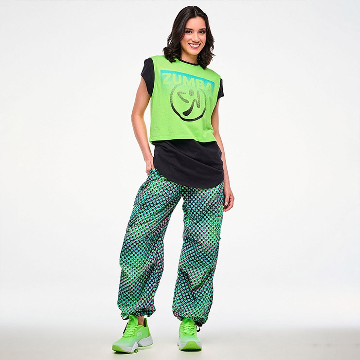 【ZUMBA】カーゴパンツ Mサイズ 超美品 ZUMBA ズンバ 正規品 ウェア レディース カーゴパンツ 総柄 ロング