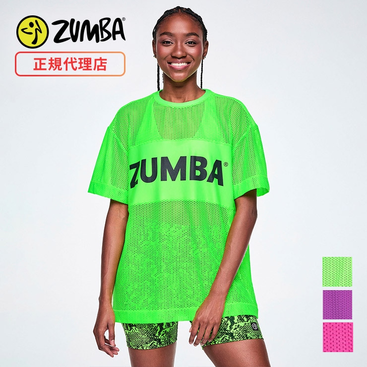 ZUMBA メッシュ トップス　お値下げ ZUMBA ズンバ 正規品 ウェアレディース トップス 半袖 丸首 ロゴ