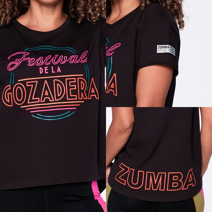 ZUMBA ズンバ 正規品 ユニセックス FESTIVAL Tシャツ BLACK XSサイズ Sサイズ Mサイズ  Lサイズ-フィットネスウェアのセレクトショップ LA BODY