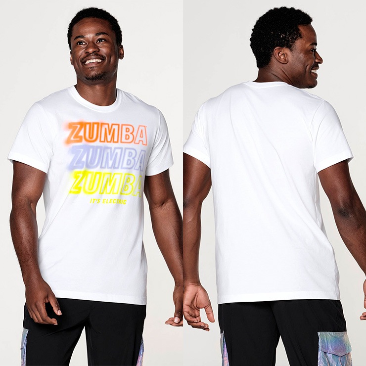ZUMBA ズンバ 正規品 ユニセックス ロゴ プリント Tシャツ WHITE XS/S 