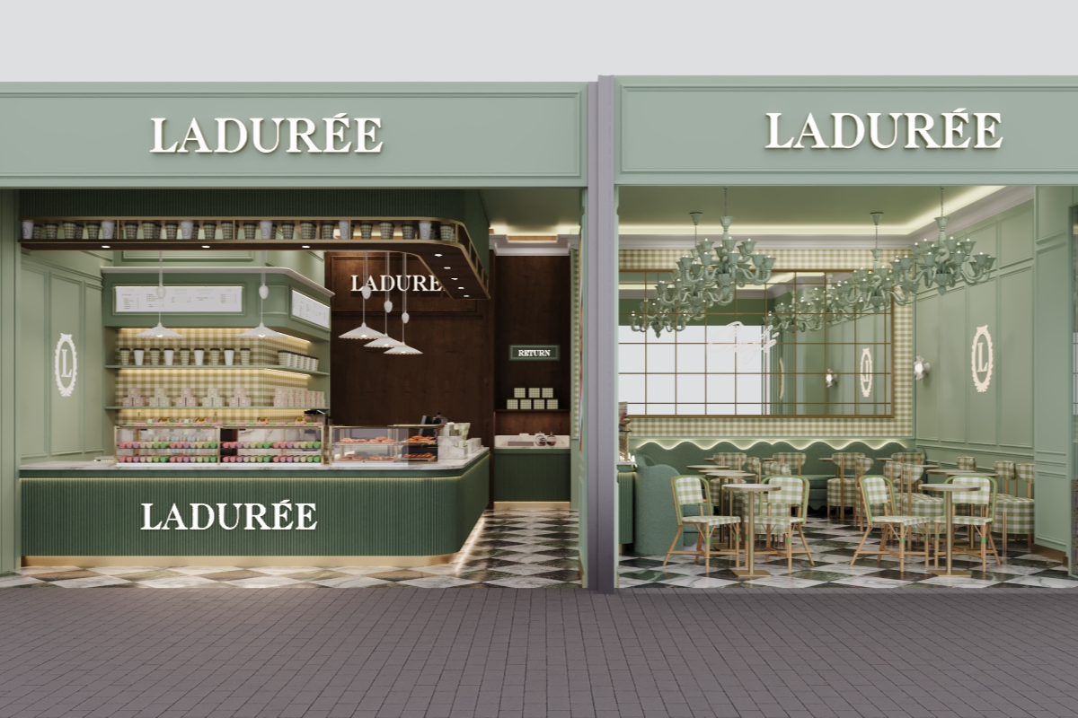 ラデュレ 新品未使用 2点セット 抹茶椀 LADUREE ラデュレの新作抹茶セット“艶やかな黒”の椀付き、“ひまわり”の和菓子と