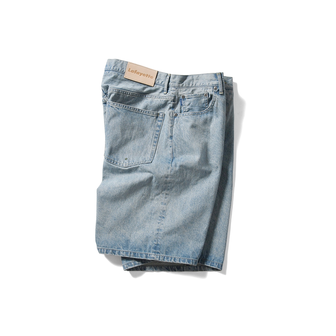 5 POCKET WASHED DENIM SHORTS BAGGIE FIT ICE WASH