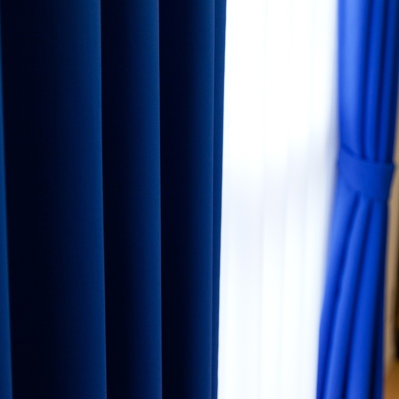 エターナルブルーガーデンブラB70ネイビーフルバックMほか5点 防炎・遮光1級・省エネ＞30色から選べる無地カーテン【クライン