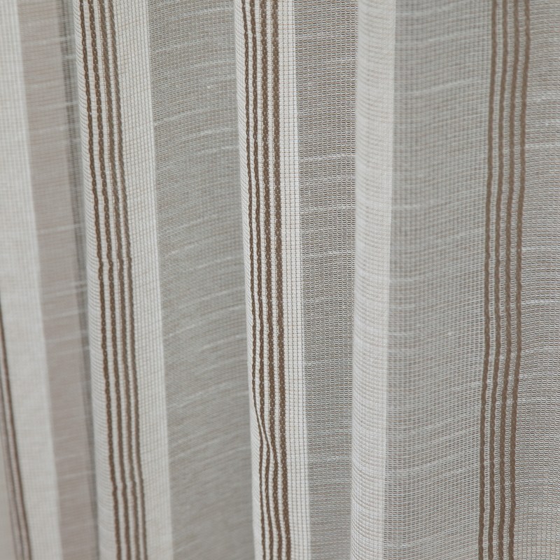 In The Garden トランスペアレント 防炎 ストライプ柄の洗えるケースメントカーテン Si ケースメント ライプ Gybe グレージュ S3644 レースカーテン デザインで選ぶ ストライプ ボーダー ララカーテン