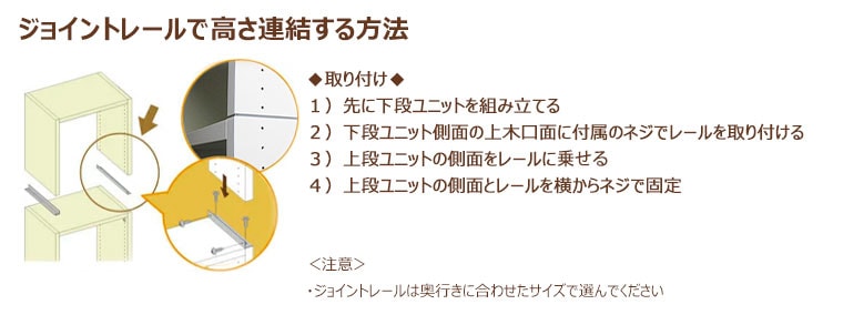 ジョイントレールで高さ連結する方法