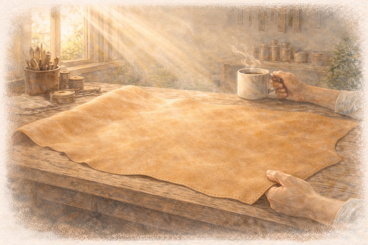 静かな工房の朝の挿絵