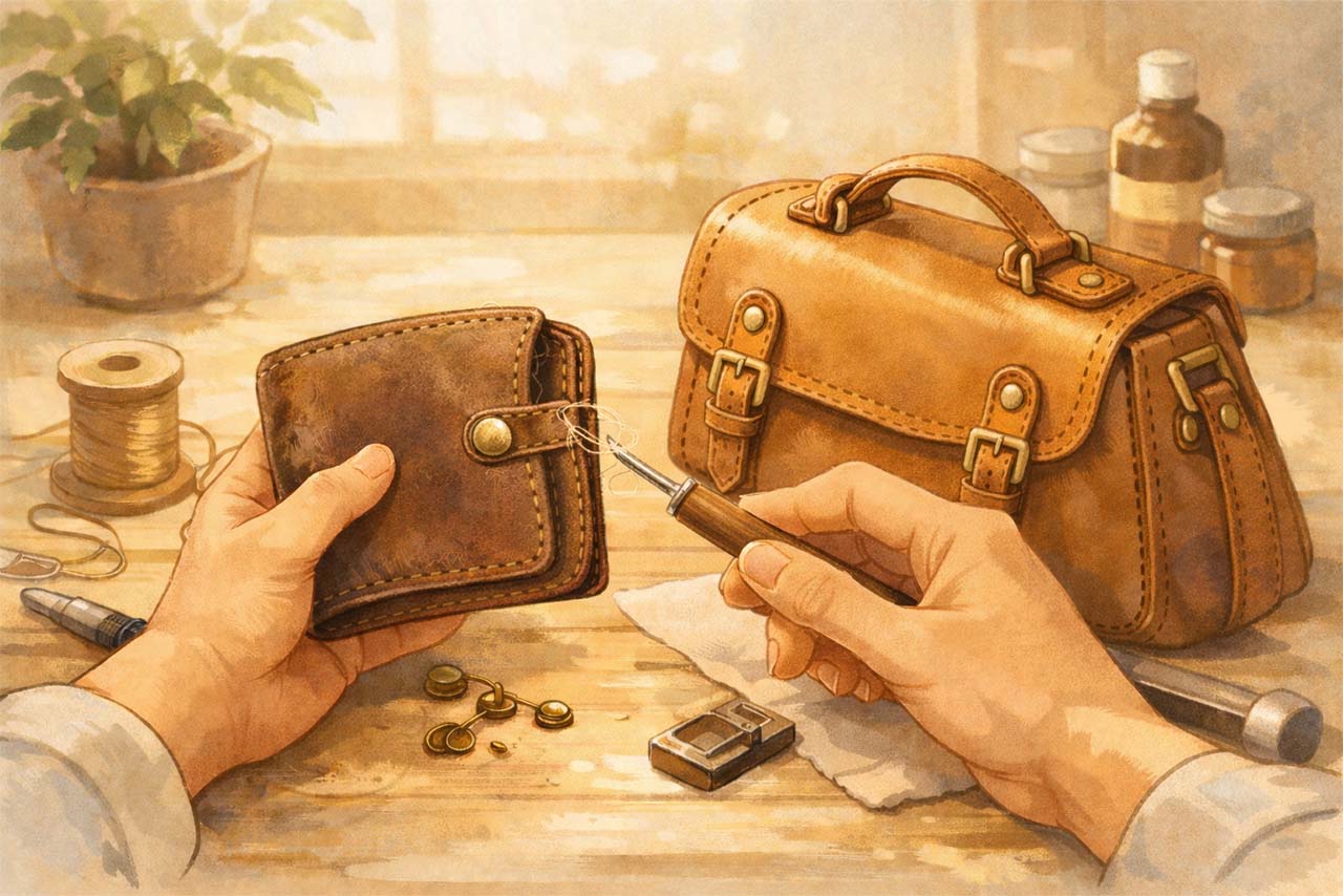 金具や糸、傷などよくある修理相談の挿絵