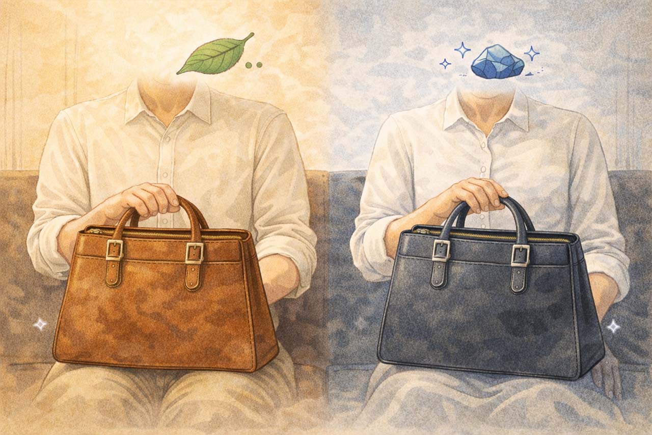 タンニン鞣しとクローム鞣しを選ぶ人の挿絵