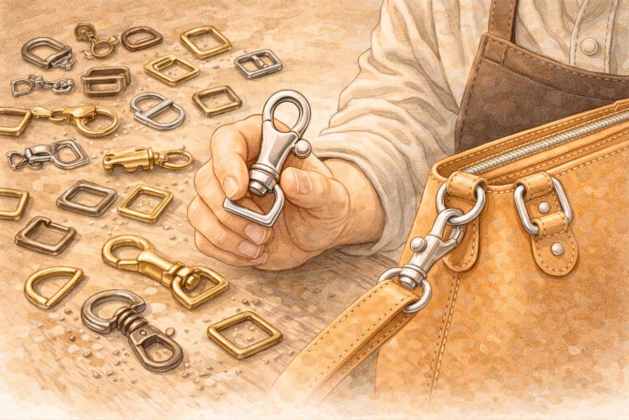 ニッケル金具を使った革製品の挿絵