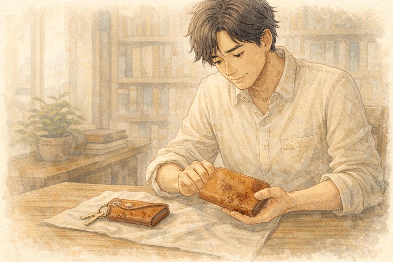 そのまま使いはじめたヌメ革の挿絵