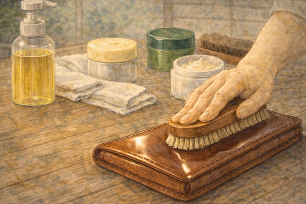 ブラッシングで整った革の挿絵